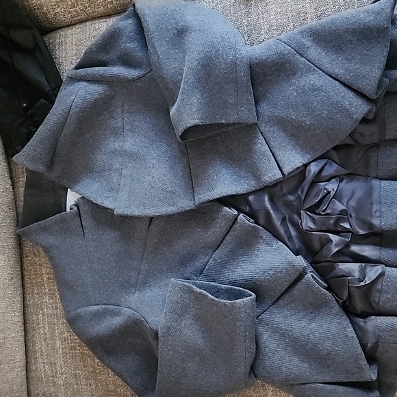 Tabitha Anthropologie Gray Wool Blend Cape Jacket Sculptural Avant Garde - Picture 8 of 10